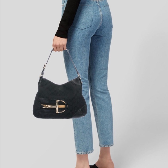 Gucci Black and Gold Shoulder Bag
Black GG canvas Gucci Hasler hobo - Picture 2 of 4